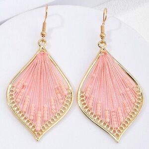 Boho Tribal Thread Woven Beaded Drop Earrings